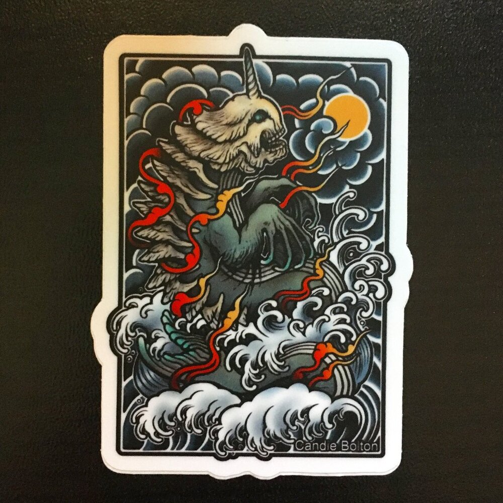 4/$25 Retro Tattoo-Style Bake-Kujira Sticker